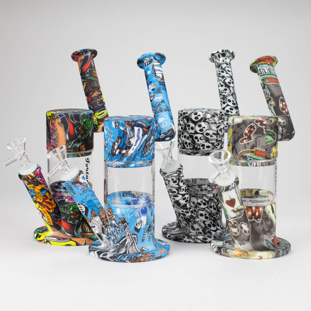 Fortune | 7-½" Hydrographic Silicone Detachable Bong-Assorted Resin · Silicone · Plastic Bong Super Supplys Inc