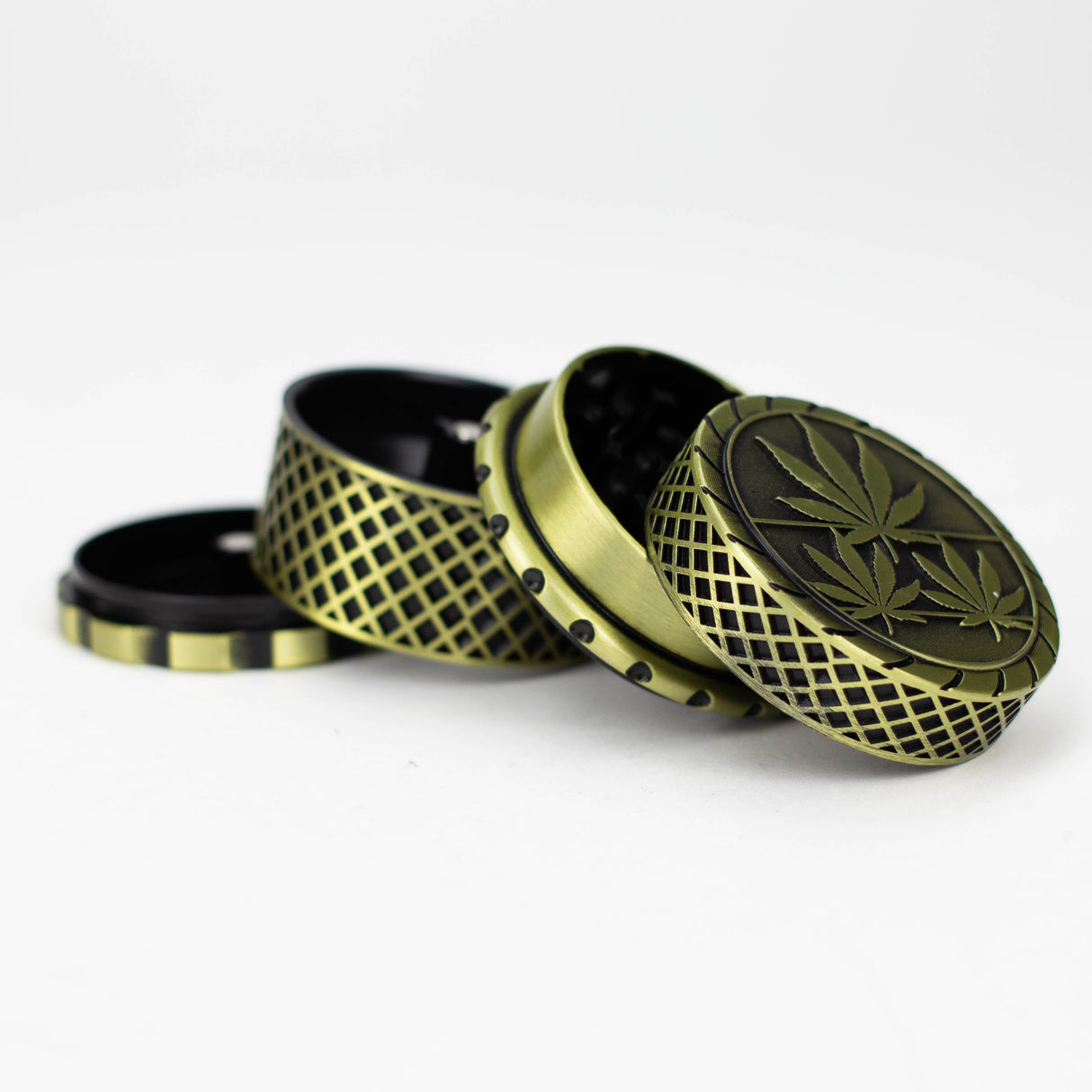 Leaf Design 4 parts Herb Grinder Box of 6 Display Pack Super Supplys Inc