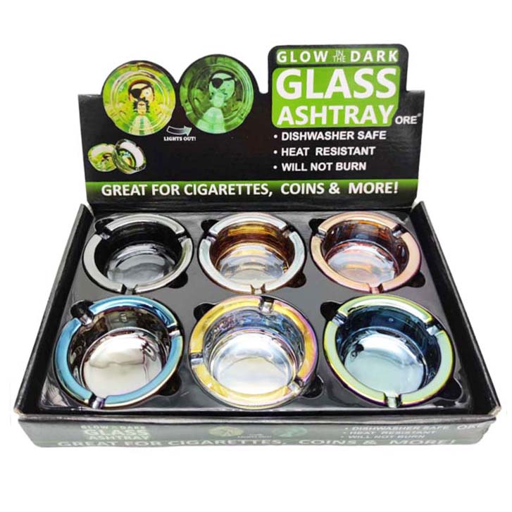 Electroplate Glass Ashtray box of 6 Glass Ashtray Super Supplys Inc