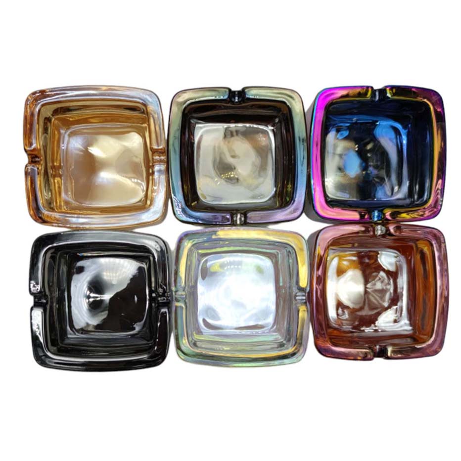 Square Electroplate Glass Ashtray Glass Ashtray Super Supplys Inc