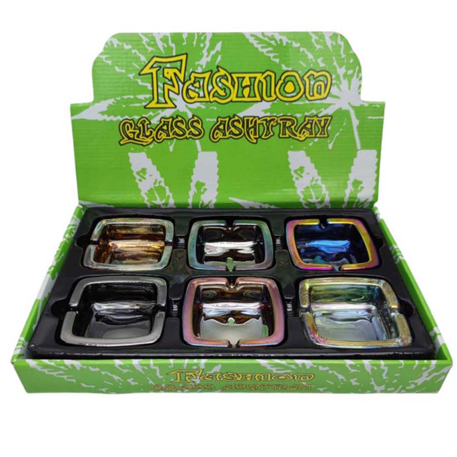 Square Electroplate Glass Ashtray Glass Ashtray Super Supplys Inc