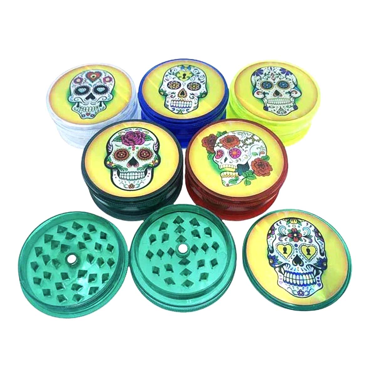 Calavera 2 Parts Plastic Grinder Box of 24 Display Pack Super Supplys Inc