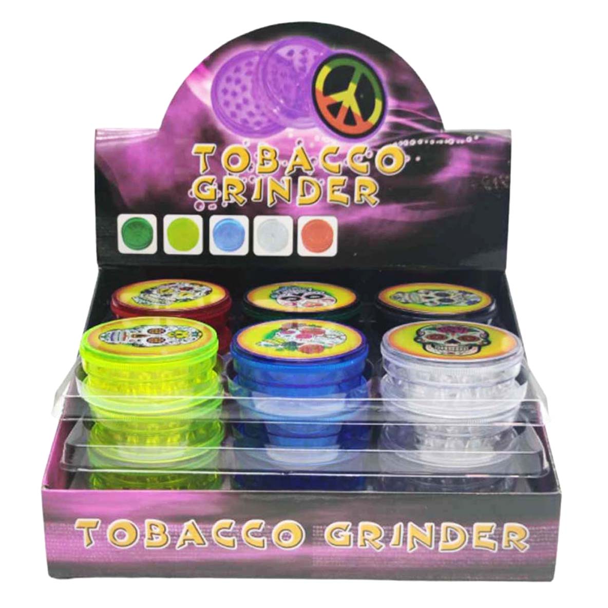 Calavera 2 Parts Plastic Grinder Box of 24 Display Pack Super Supplys Inc