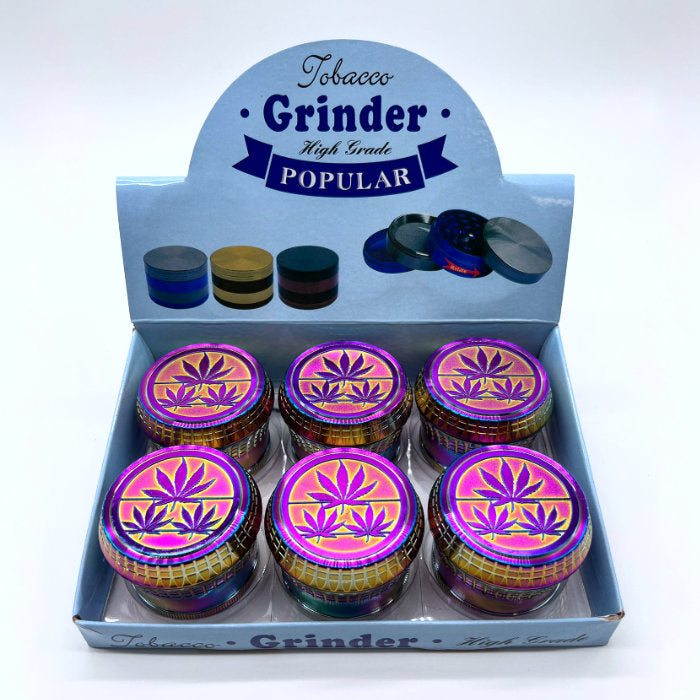 66mm 4 Parts Metal Ginder Box of 6 Display Pack NIBO Distribution Leaf Rainbow
