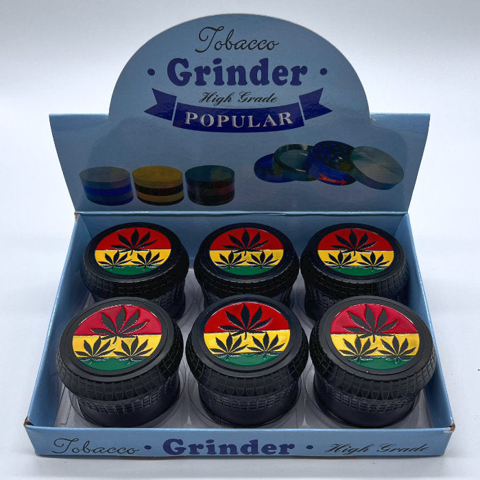 66mm 4 Parts Metal Ginder Box of 6 Display Pack NIBO Distribution 3-Leafs Black