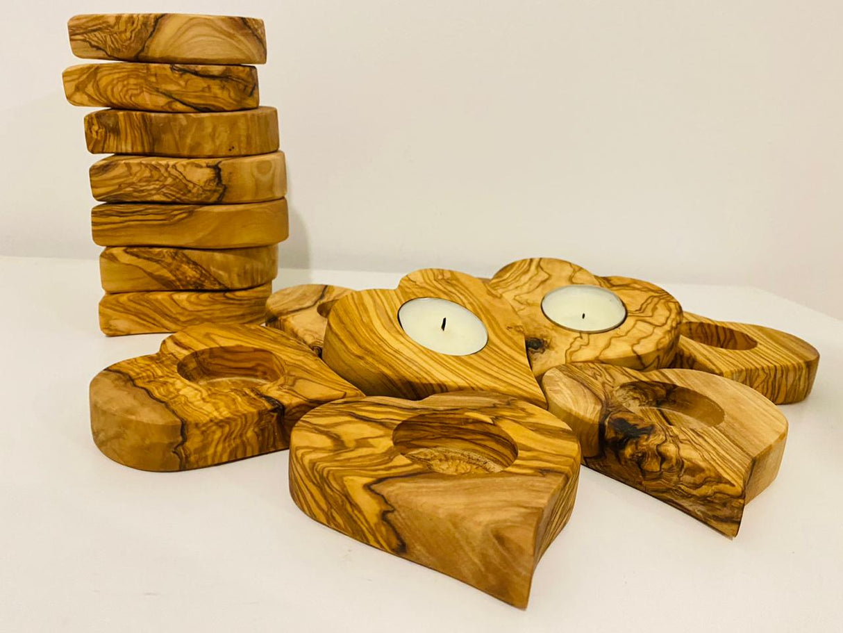 VOW | Olive wood Heart Candle Holder Gadget Variety Olive Wood