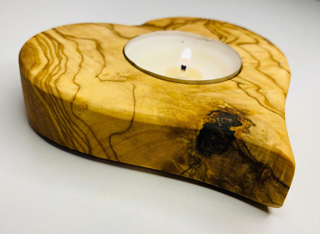VOW | Olive wood Heart Candle Holder Gadget Variety Olive Wood
