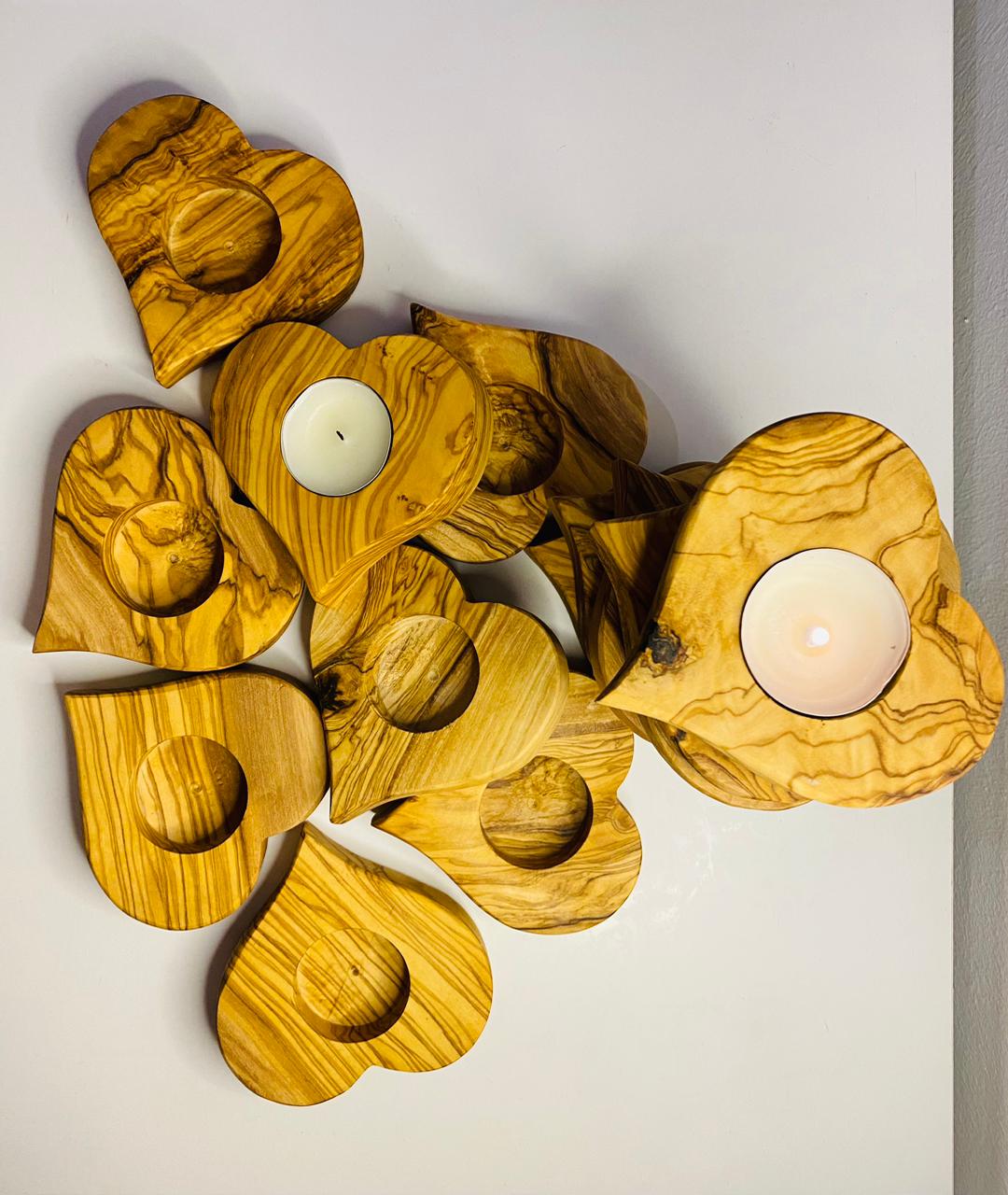 VOW | Olive wood Heart Candle Holder Gadget Variety Olive Wood
