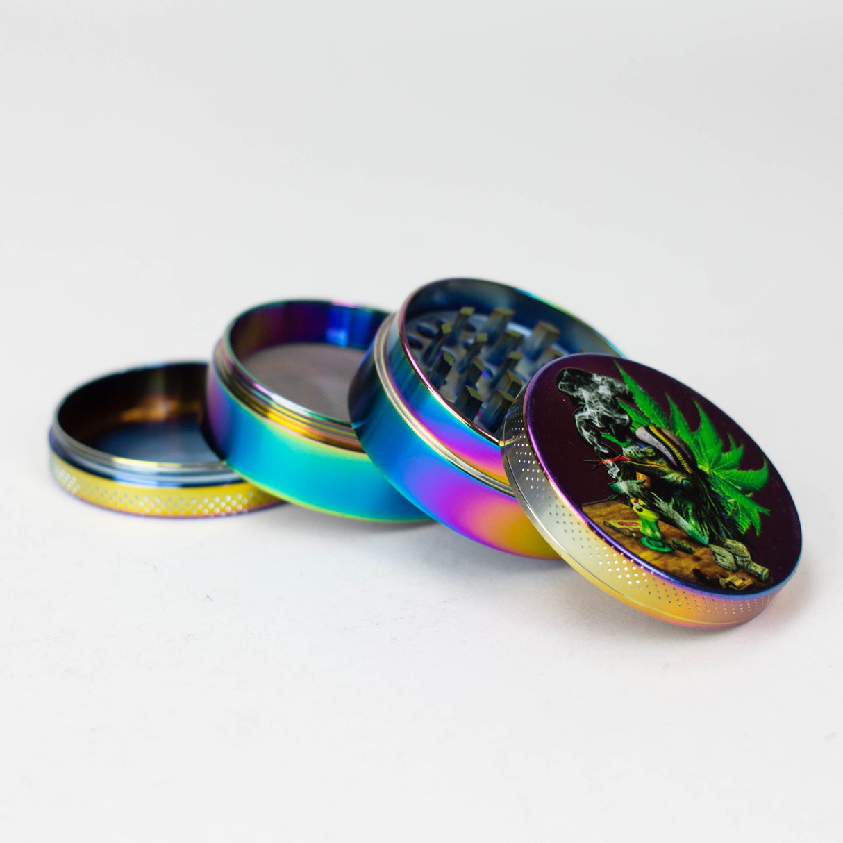 Weed Rainbow Grinder 4pts 55mm Box of 6 Display Pack NIBO Distribution