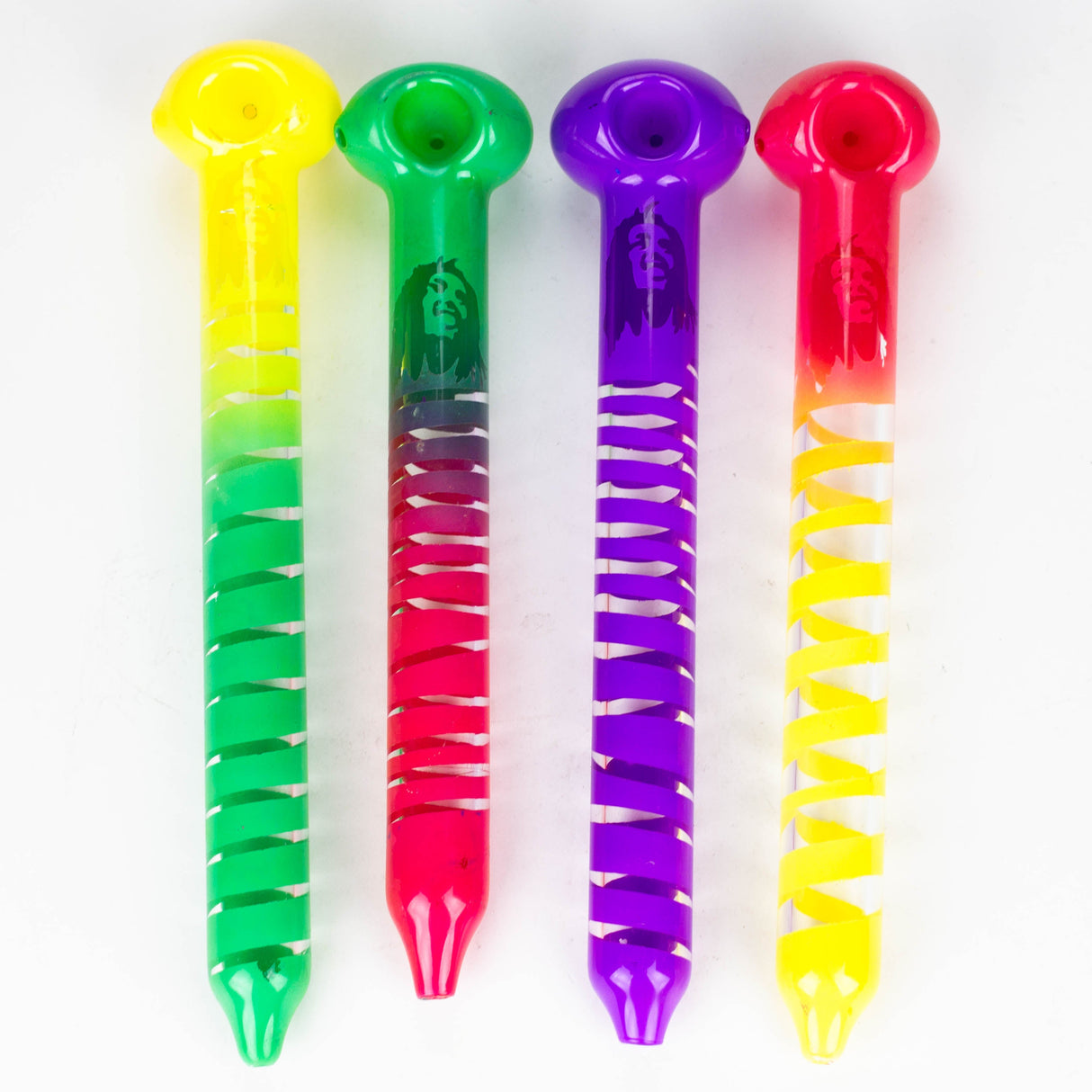 10" Pipe Rasta Bob-Color Assorted Glass Pipe NIBO Distribution