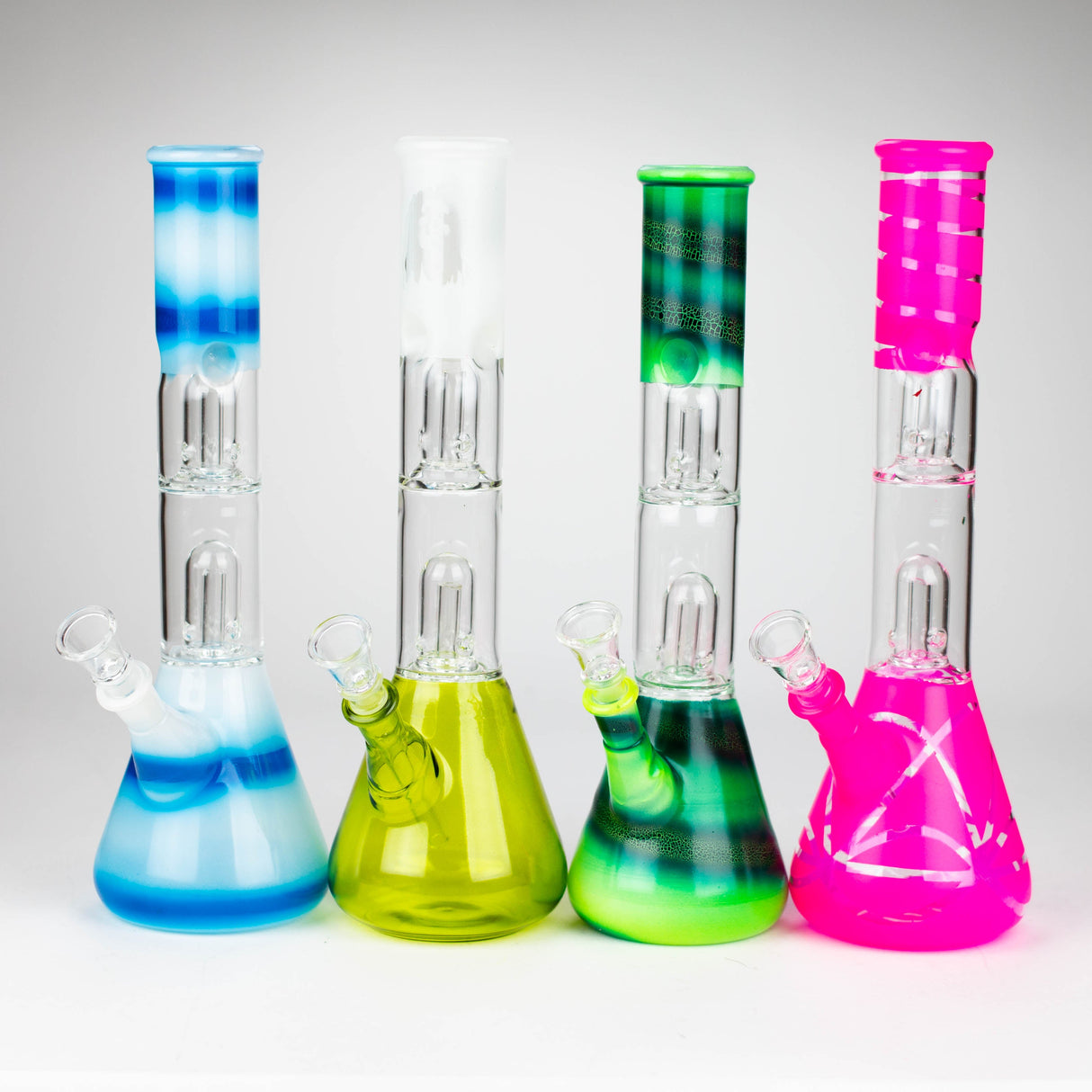 12" Double Dome Percolator glass bong-Assorted designs on Glass Bong Bongzie Smokes