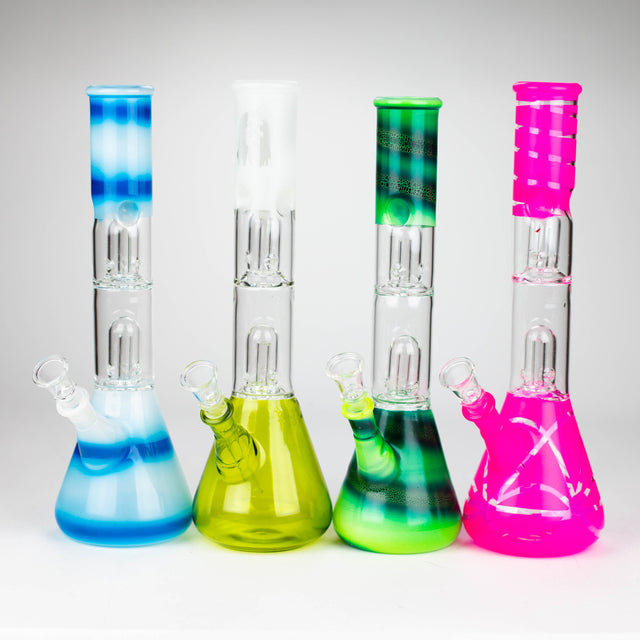 12" Double Dome Percolator glass bong-Assorted designs on Glass Bong Bongzie Smokes