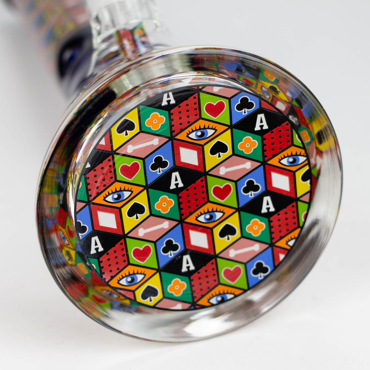 Z17" Color accented 7 mm glass water bong With Poker Design Glass Bong 777 Smoke