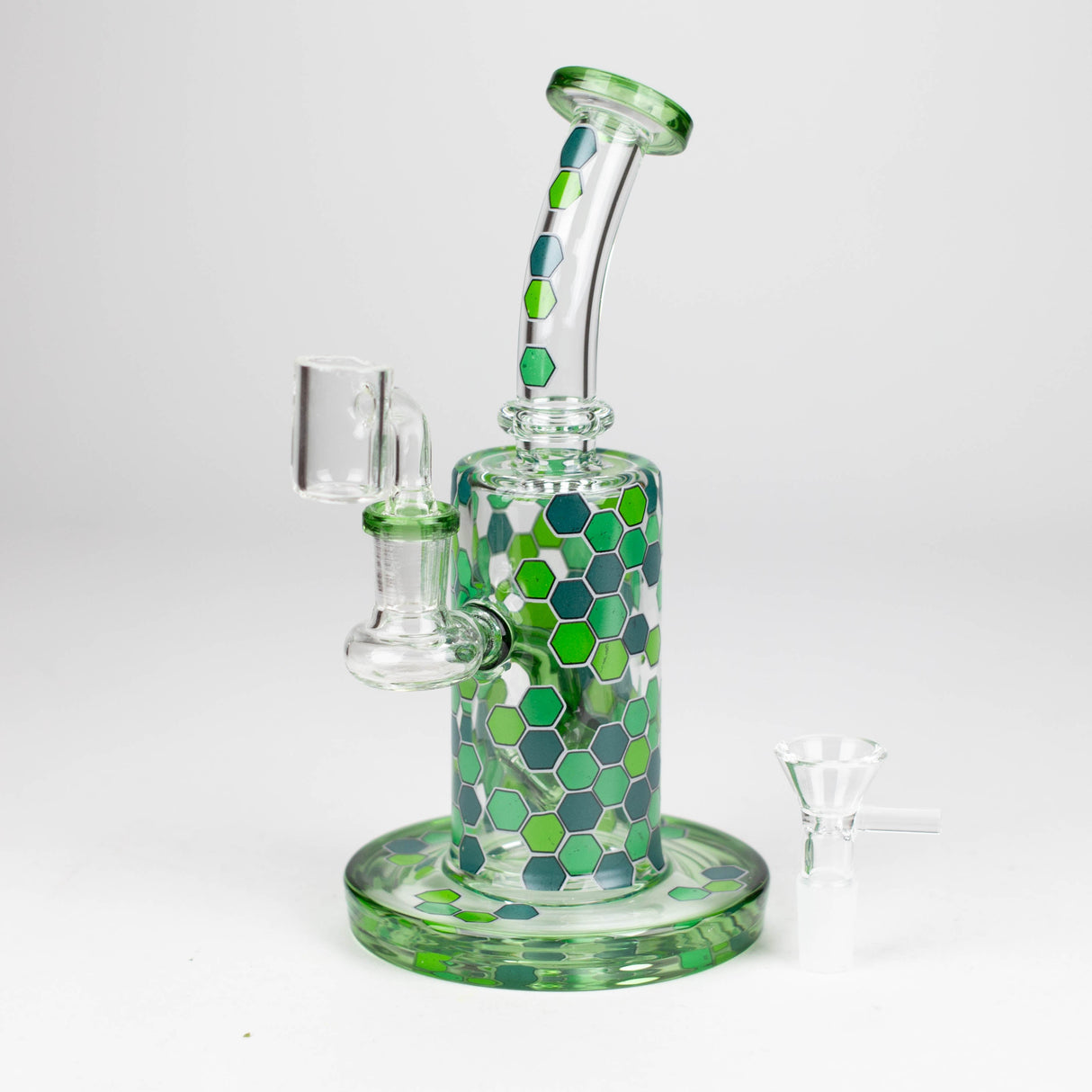 Z8" Color accented Rig With Banger and Bowl Glass Rig 777 Smoke Green