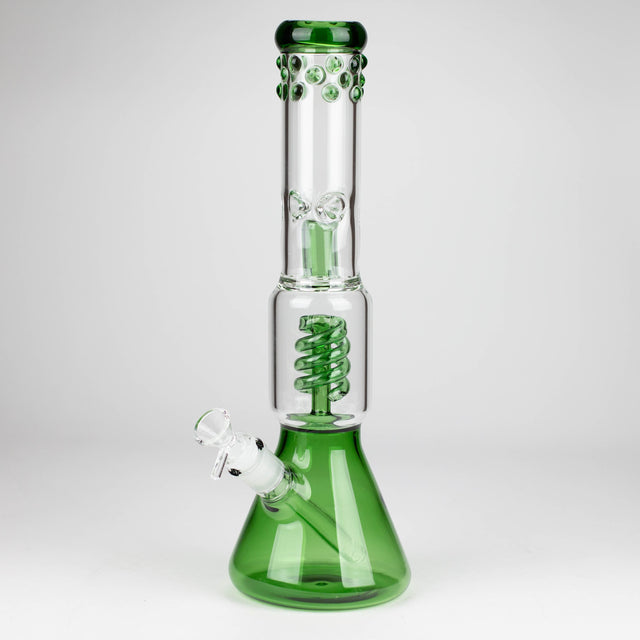 Z14" Color accented 7 mm glass water bong Glass Bong 777 Smoke Green