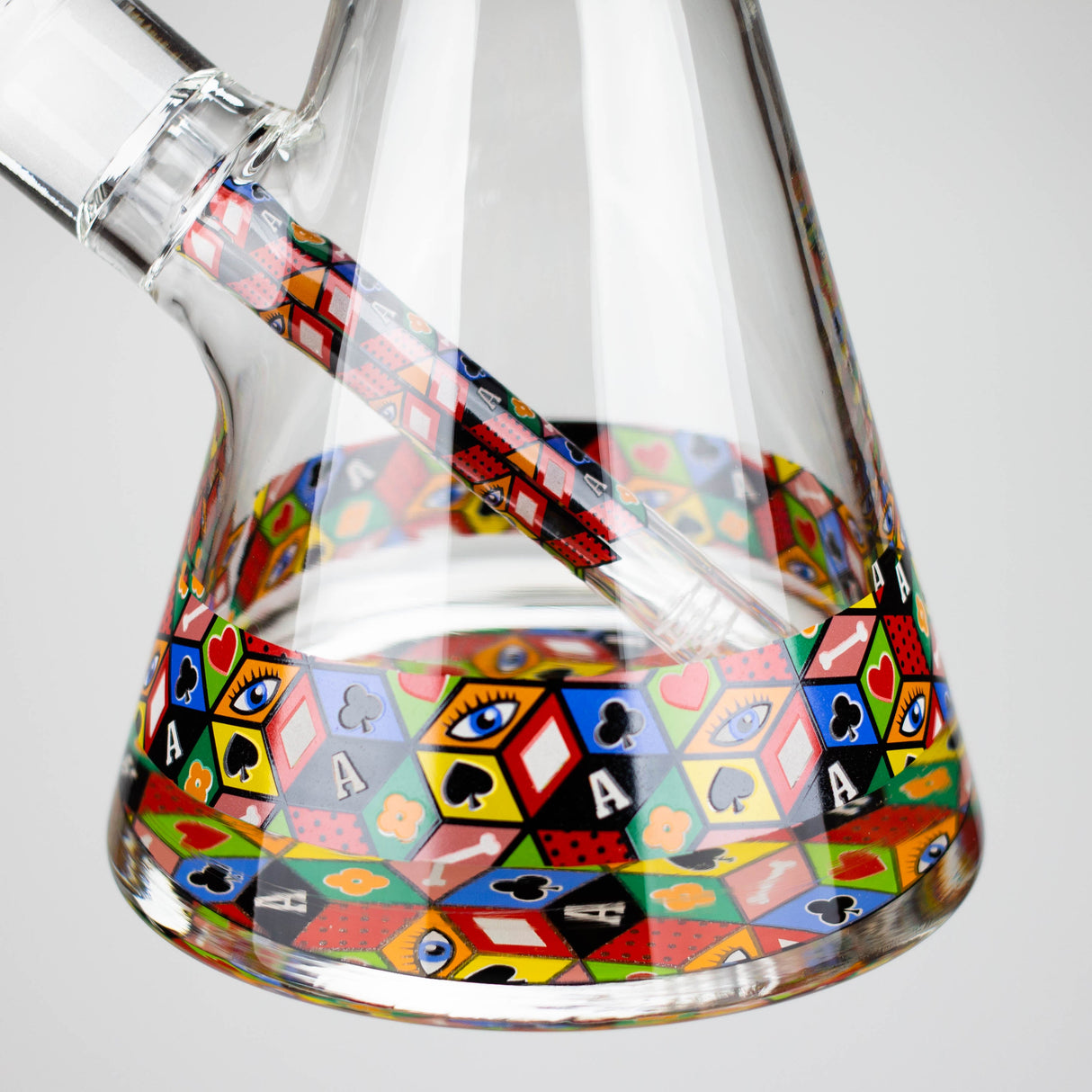 Z17" Color accented 7 mm glass water bong With Poker Design Glass Bong 777 Smoke