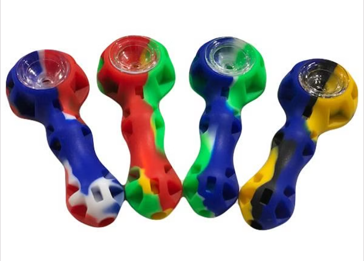 HIT | Silicone hand pipe with glass bowl 10 pcs buldle Silicone Pipe NIBO Distribution