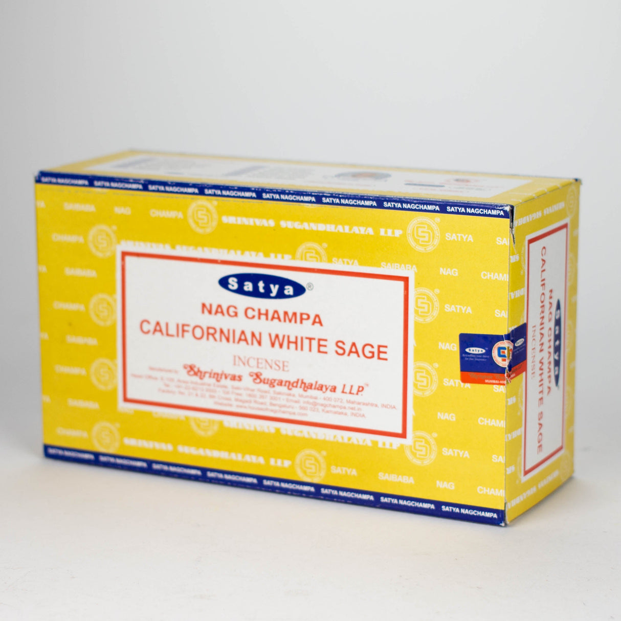 Satya | Nag Champa 15g Box of 12 Incense Bongzie Smokes California White Sage