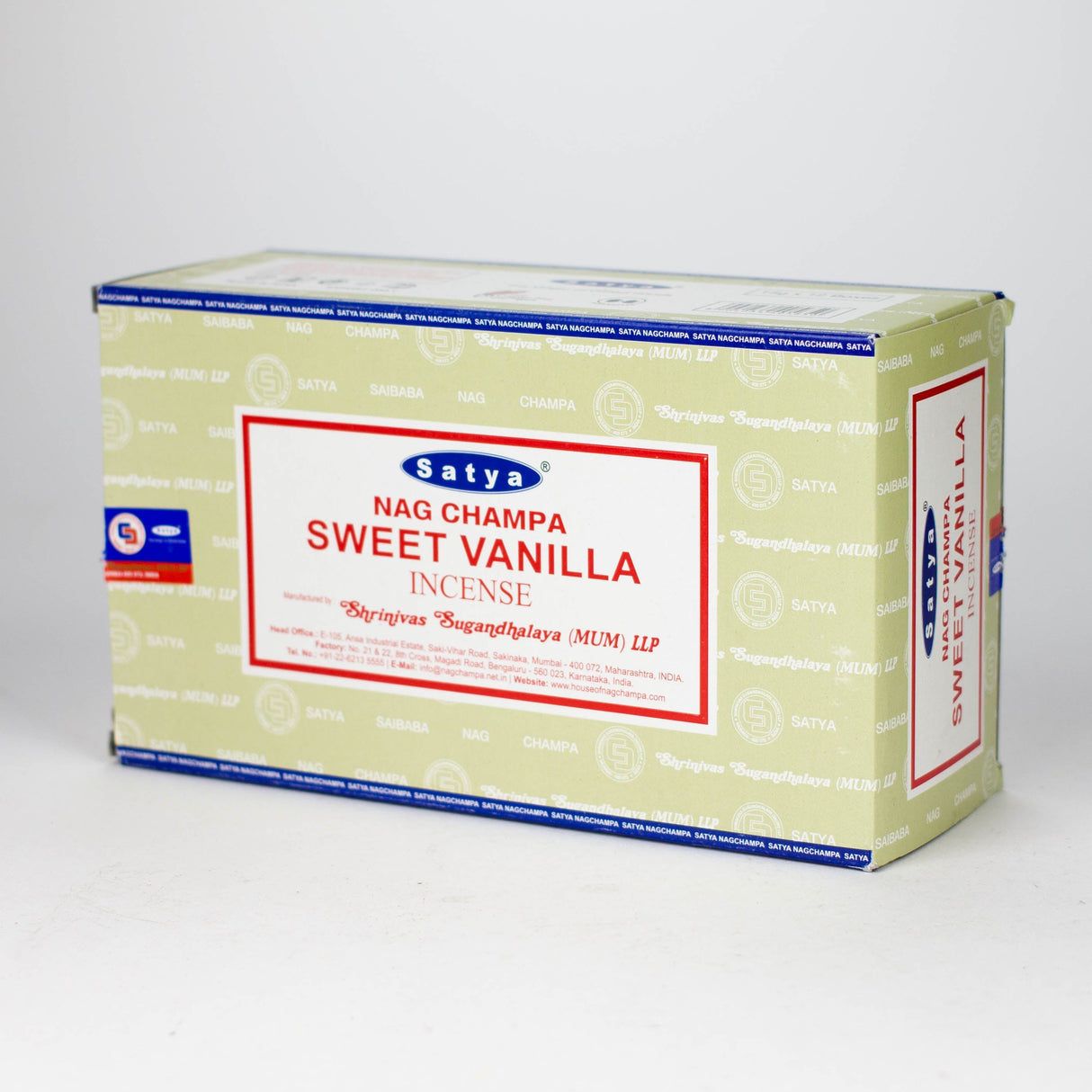 Satya | Nag Champa 15g Box of 12 Incense Bongzie Smokes Sweet Vanilla