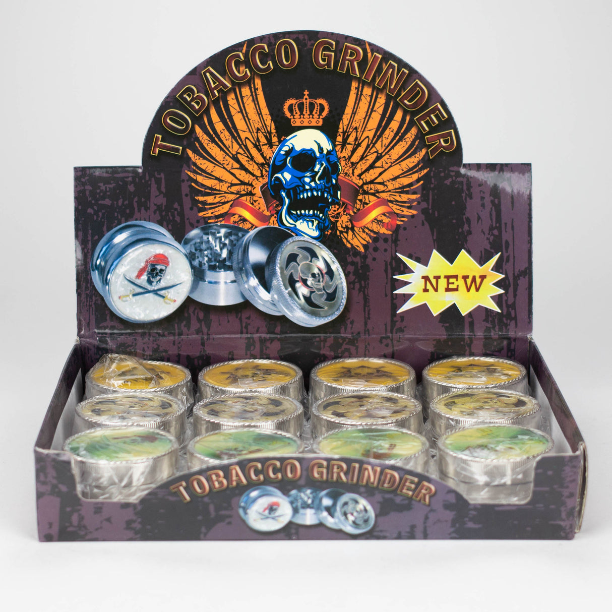 3 parts Skull pictured Grinder Box of 12 Display Pack NIBO Distribution
