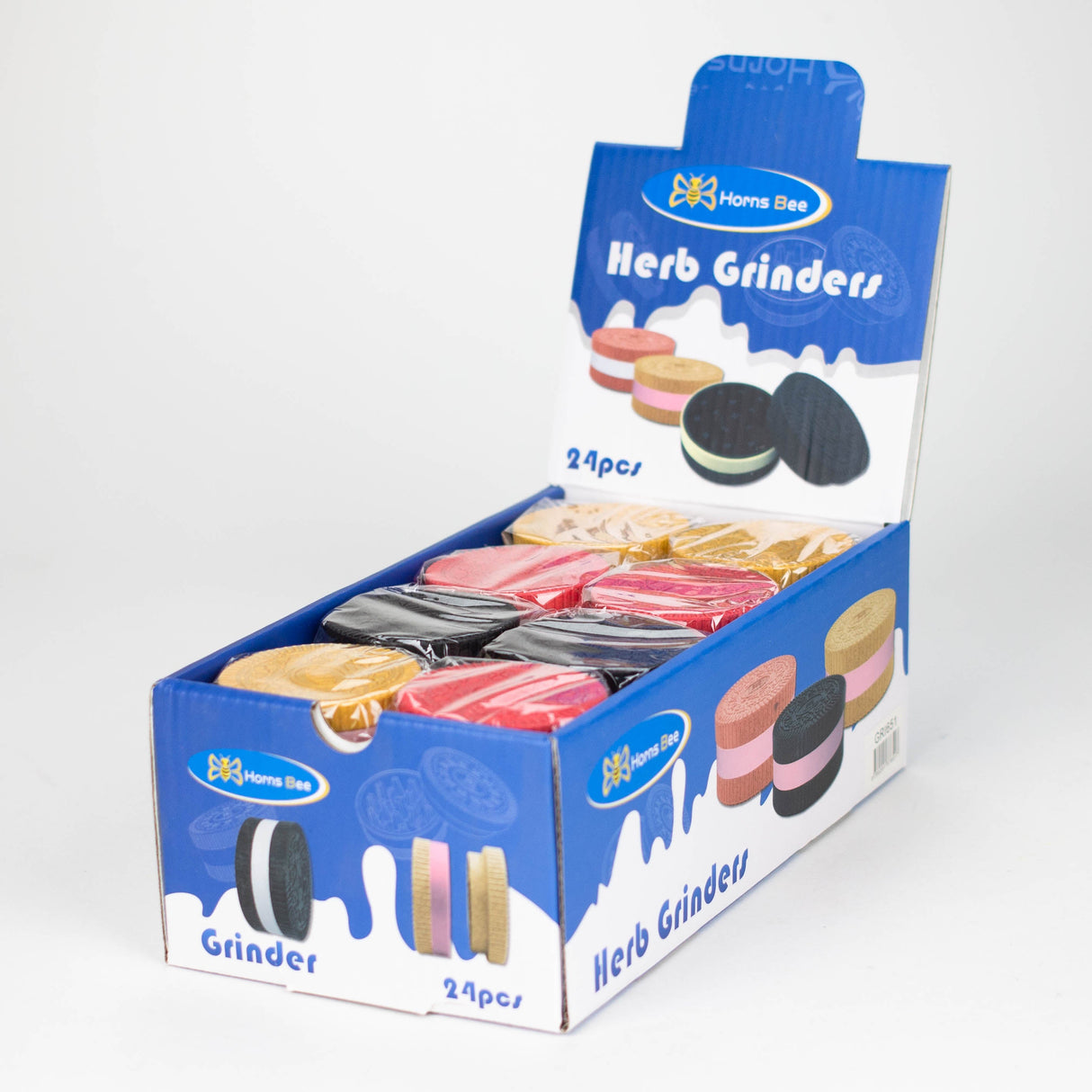 COOKIE HERB GRINDER 2 LAYER Display of 24 Display Pack NIBO Distribution