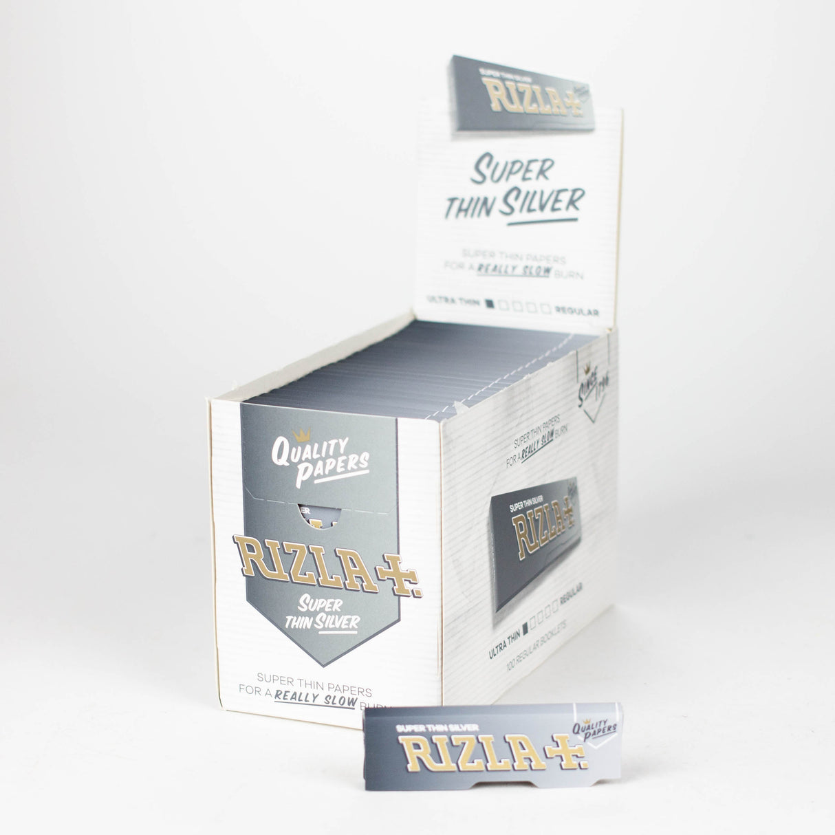 Rizla | Super Thin Silver single wide Box of 100 Single Wide Size NIBO Distribution
