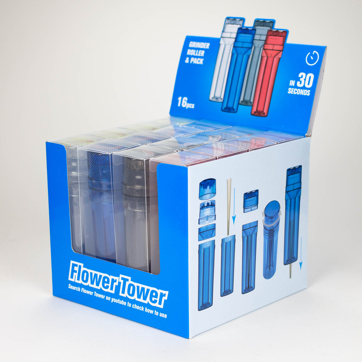 Plastic Herb Grinder with cone maker joint Roller Box of 16 Display Pack NIBO Distribution