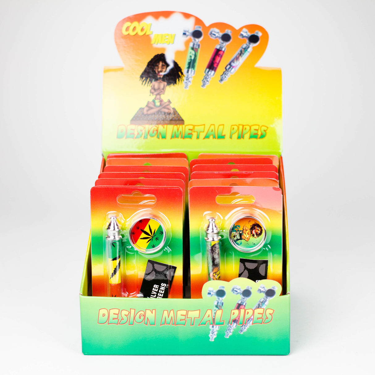 Metal Pipe with 5 Screens and Grinder Display of 12 Metal Pipe NIBO Distribution