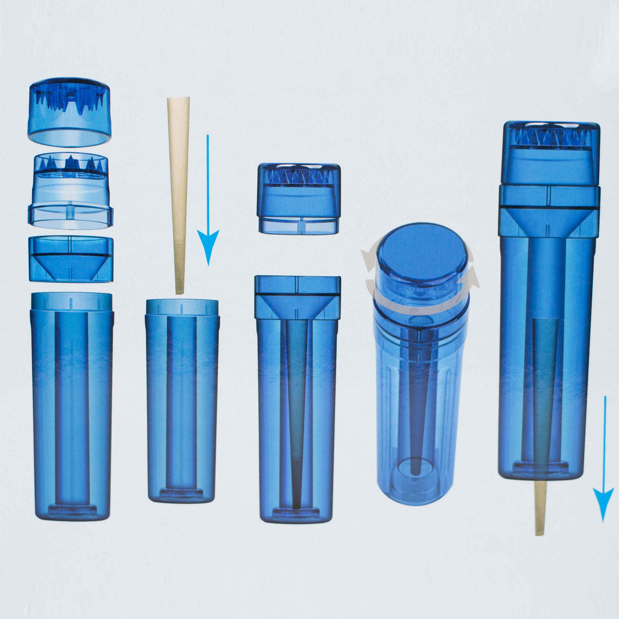 Plastic Herb Grinder with cone maker joint Roller Box of 16 Display Pack NIBO Distribution