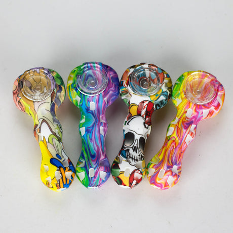 HIT | 4.5" Silicone hand pipe with glass bowl Jar of 20 Silicone Pipe NIBO Distribution