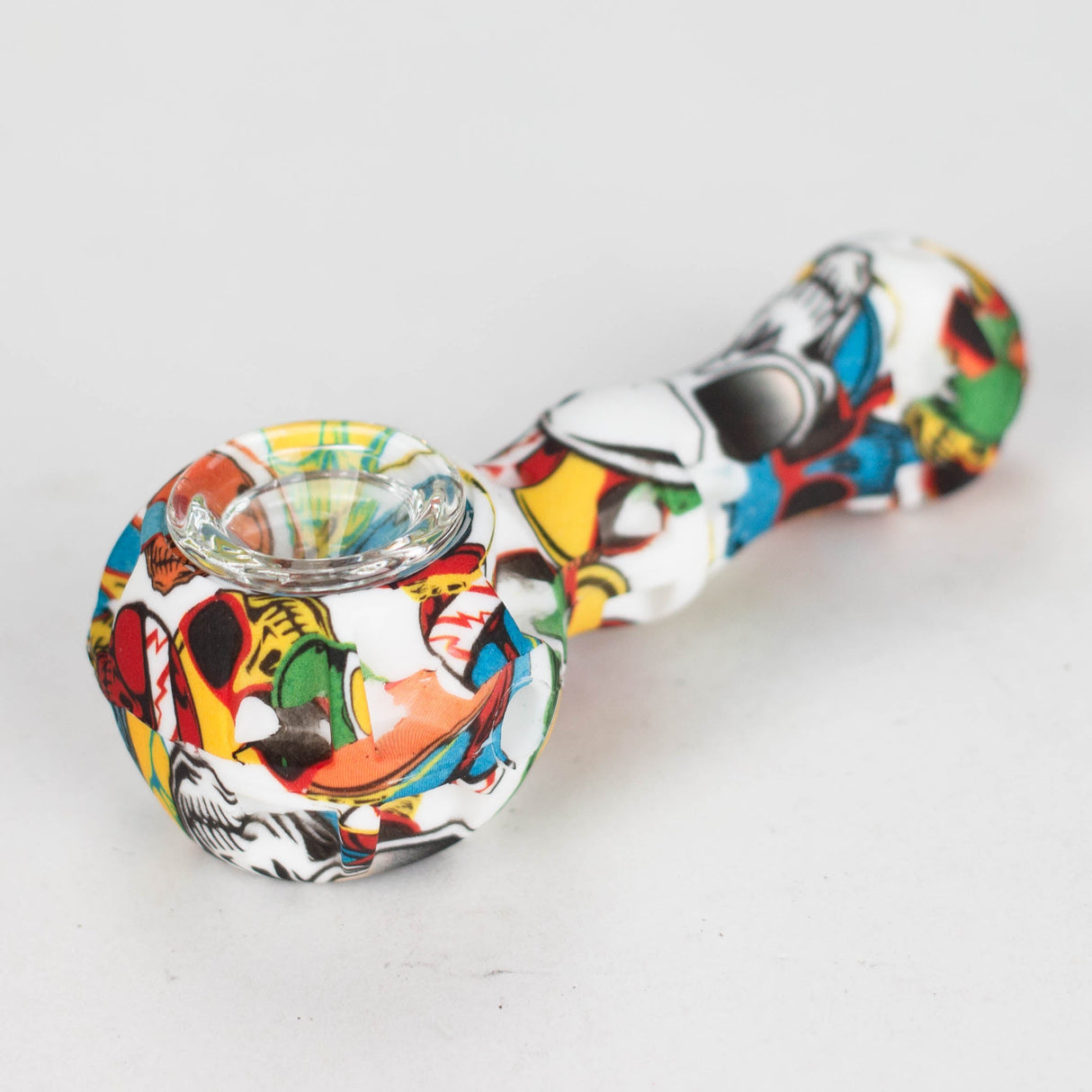 HIT | 4.5" Silicone hand pipe with glass bowl Jar of 20 Silicone Pipe NIBO Distribution