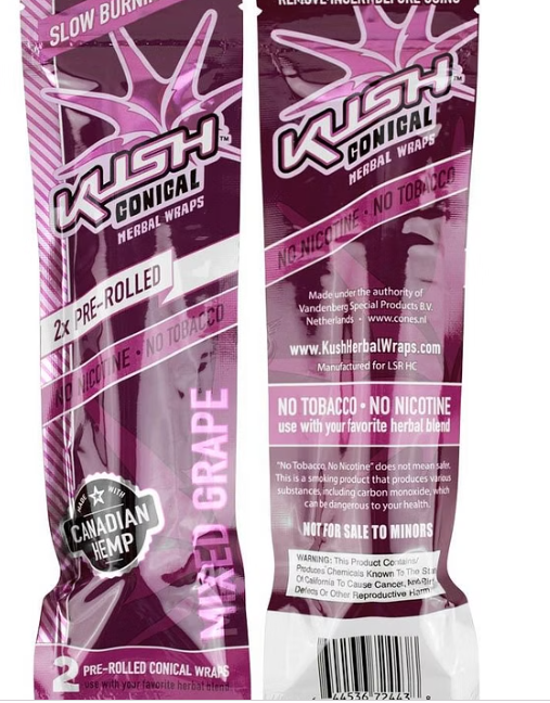 KUSH® | Hemp Wrap 2pk 25/box Leaf Wrap LEHIGH WHOLESALE Mixed Grape