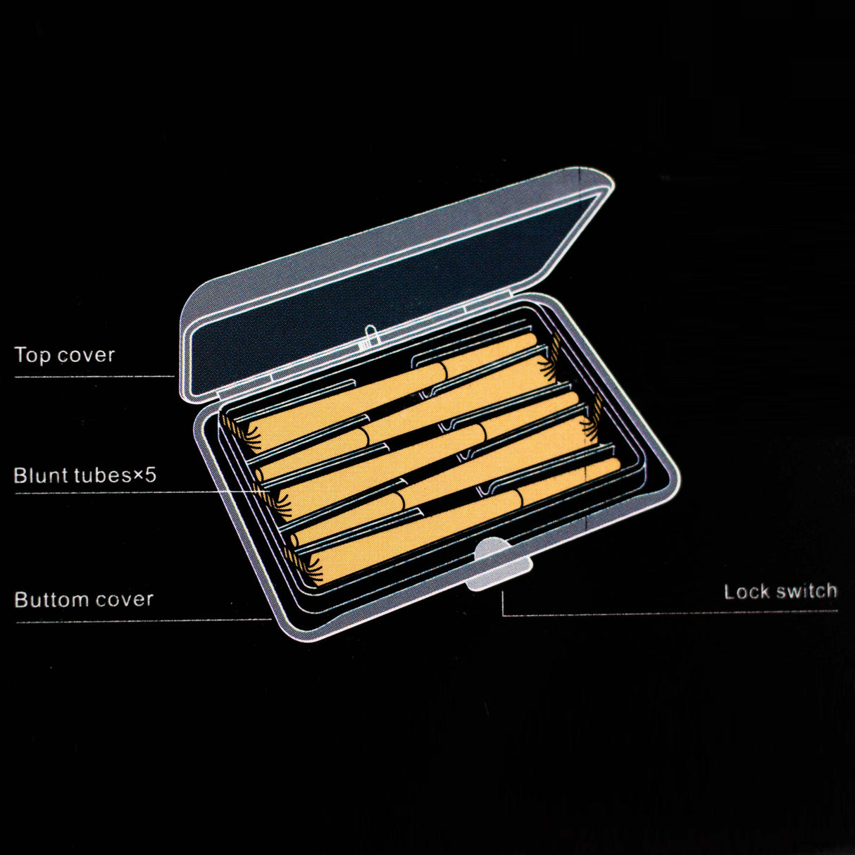 Blunt Tubes Storage Case Box of 12 Case 777 Smoke