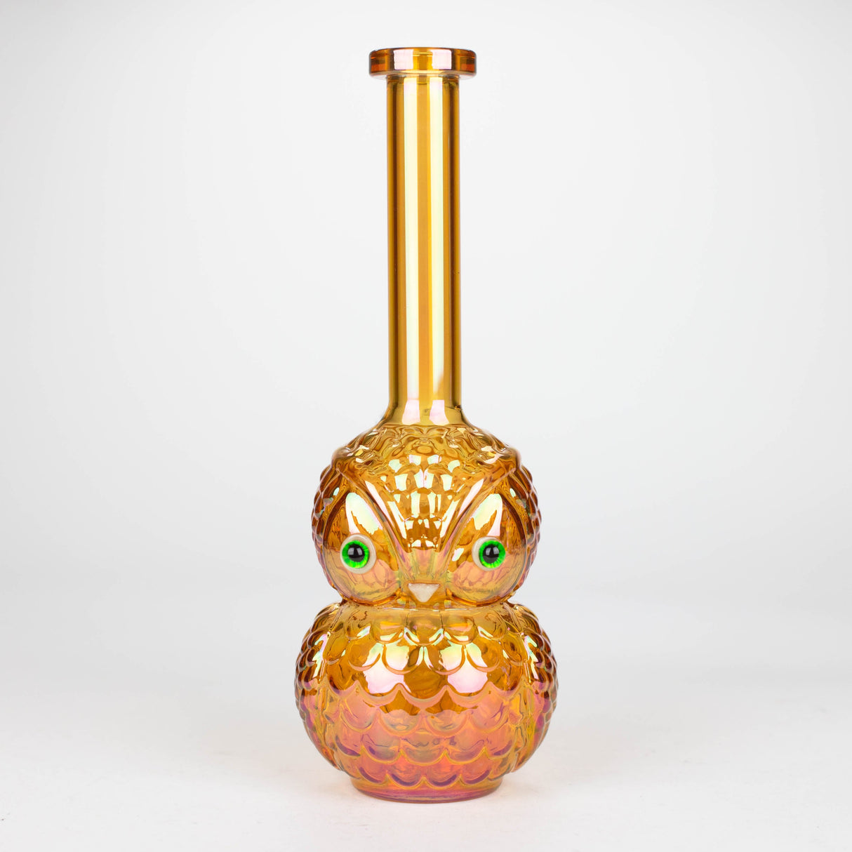 9" Owl Electroplate Glass Bong Glass Bong 777 Smoke Rose Gold (Amber)
