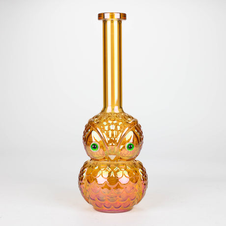 9" Owl Electroplate Glass Bong Glass Bong 777 Smoke Rose Gold (Amber)