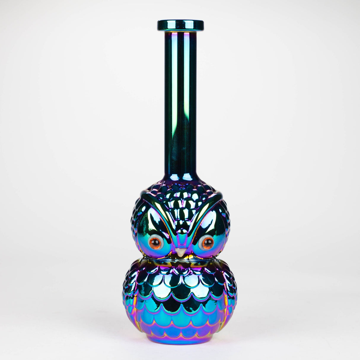 9" Owl Electroplate Glass Bong Glass Bong 777 Smoke Rainbow (Green)