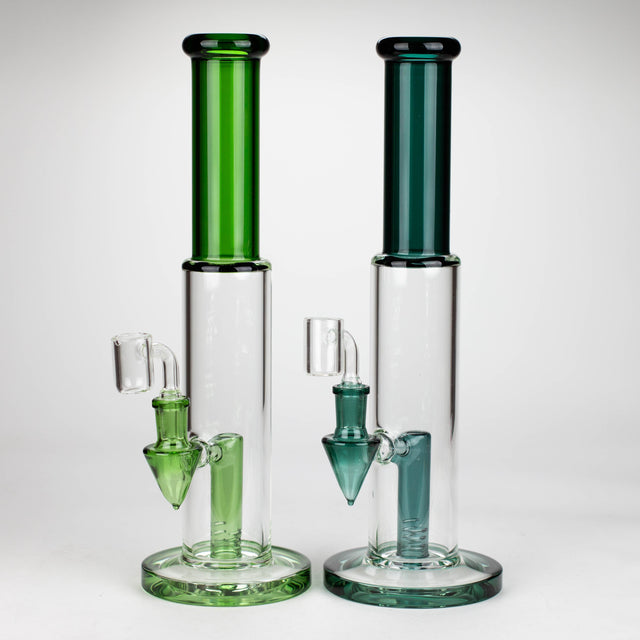 Z12" Color Accented Glass Rig With Banger and Bowl Glass Rig 777 Smoke