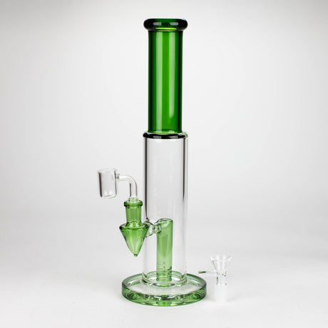 Z12" Color Accented Glass Rig With Banger and Bowl Glass Rig 777 Smoke Green