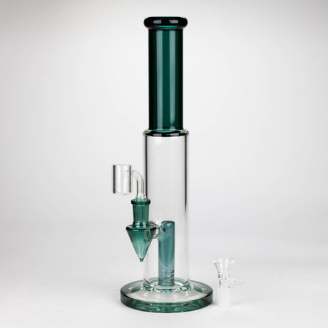 Z12" Color Accented Glass Rig With Banger and Bowl Glass Rig 777 Smoke Teal