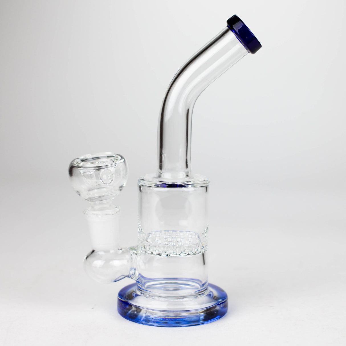 7" Bent neck glass bubbler with Honeycomb diffuser Glass Bong Bongzie Smokes