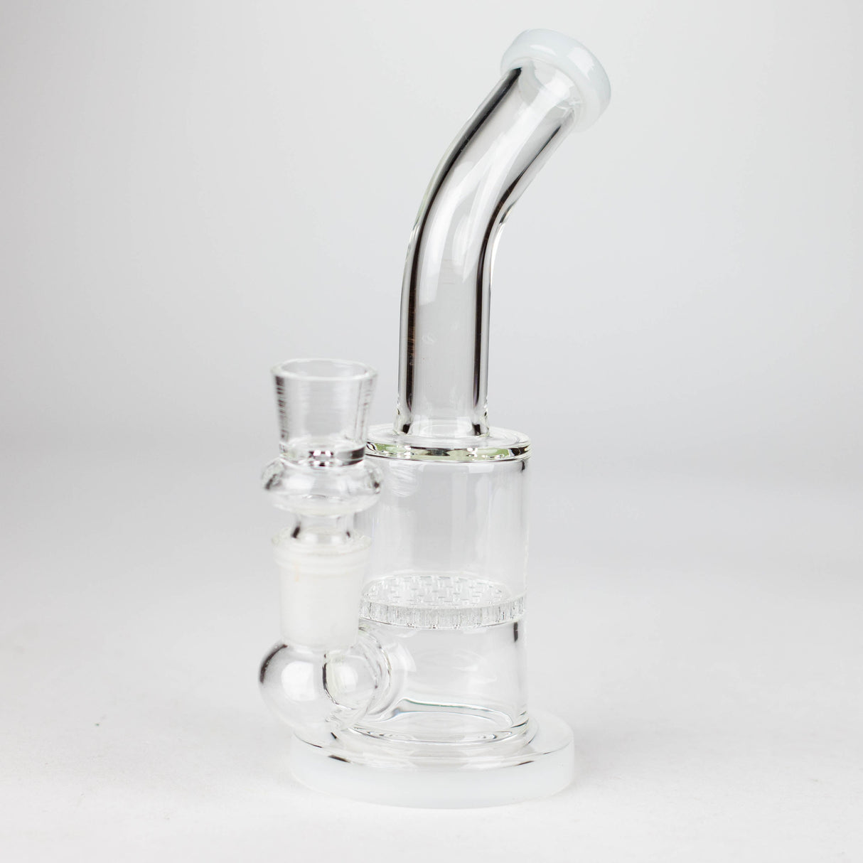 7" Bent neck glass bubbler with Honeycomb diffuser Glass Bong Bongzie Smokes White