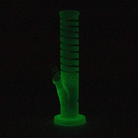 12" GLOW IN DARK STRAIGHT TUBE BONG WITH ICE CATCHER Glass Bong Bongzie Smokes