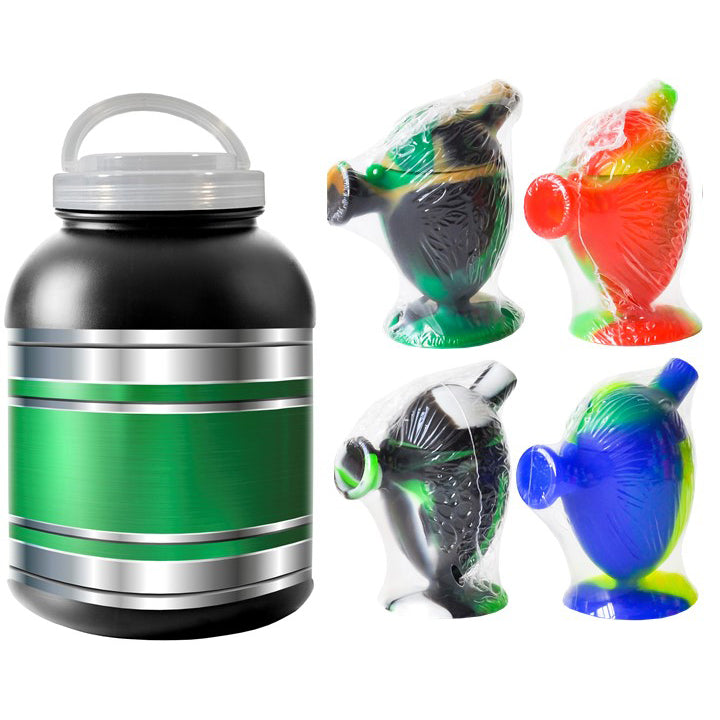 Ezygo | Silicone Blunt Bubbler Jar of 12 Silicone Pipe Slick Lighters