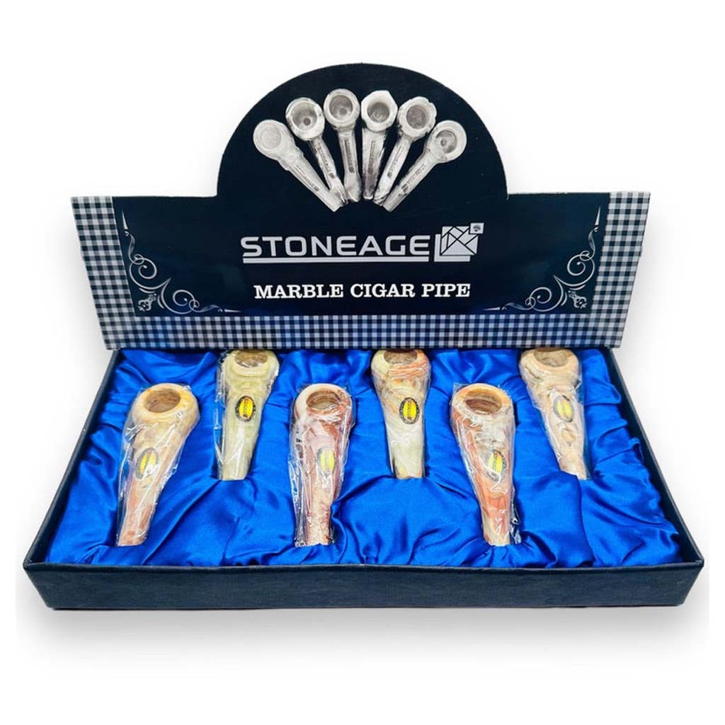 StoneAge | 4" Handmade Jumbo Tobacco Smoking Pipes, Includes Display Box - Pack of 6 Quartz · Stone Pipe NicePrice