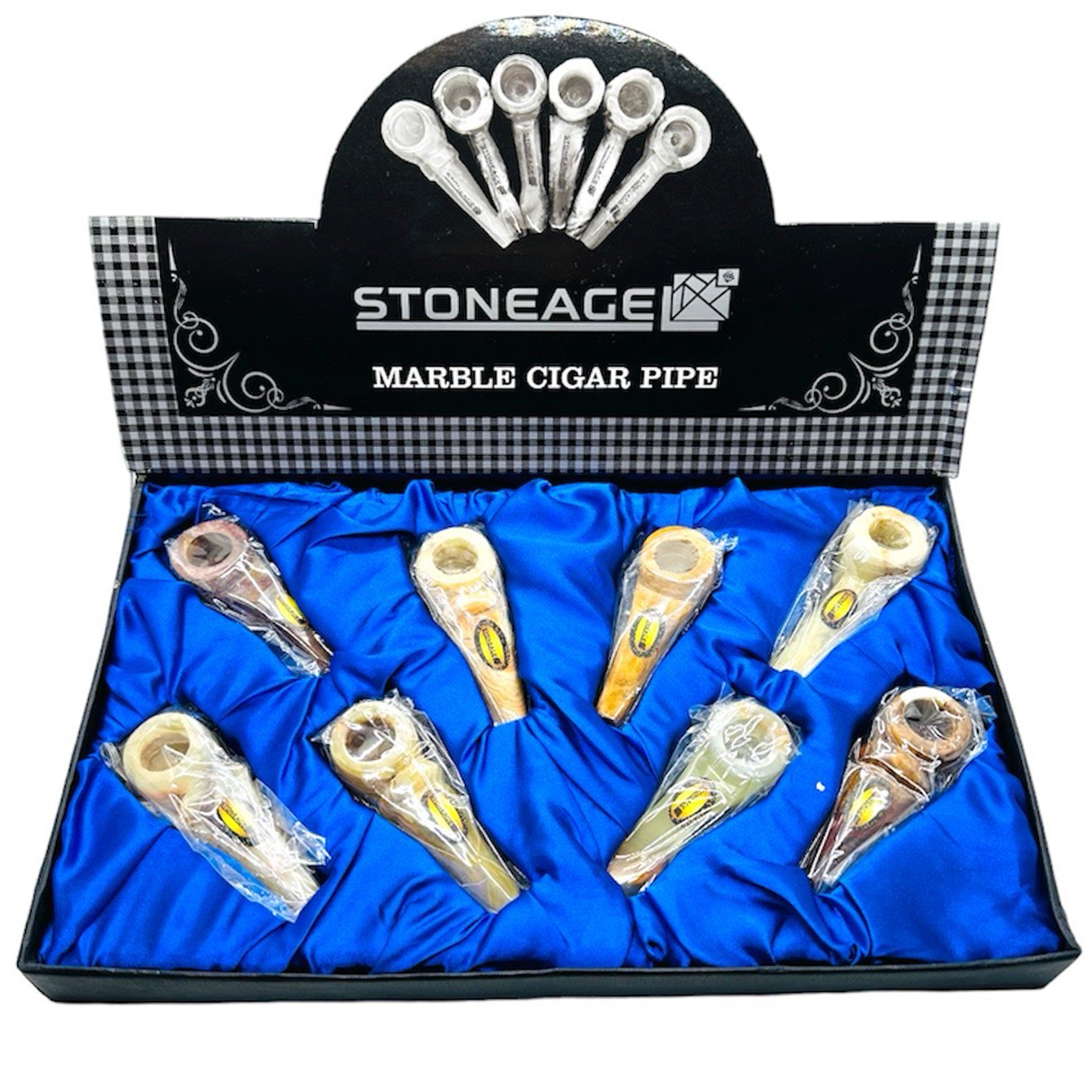StoneAge | 3" Handmade Mini Tobacco Smoking Pipes, Includes Display Box - Pack of 8 Quartz · Stone Pipe NicePrice