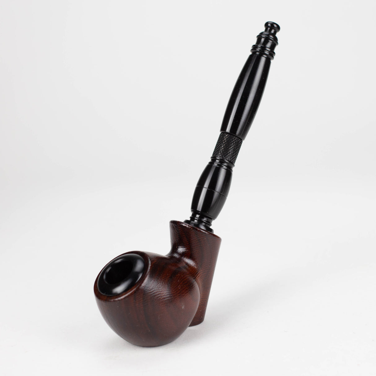 8" Aluminum Tobacco Pipe with Screens Wooden Pipe Canadian Distributor Dark Brown / Black