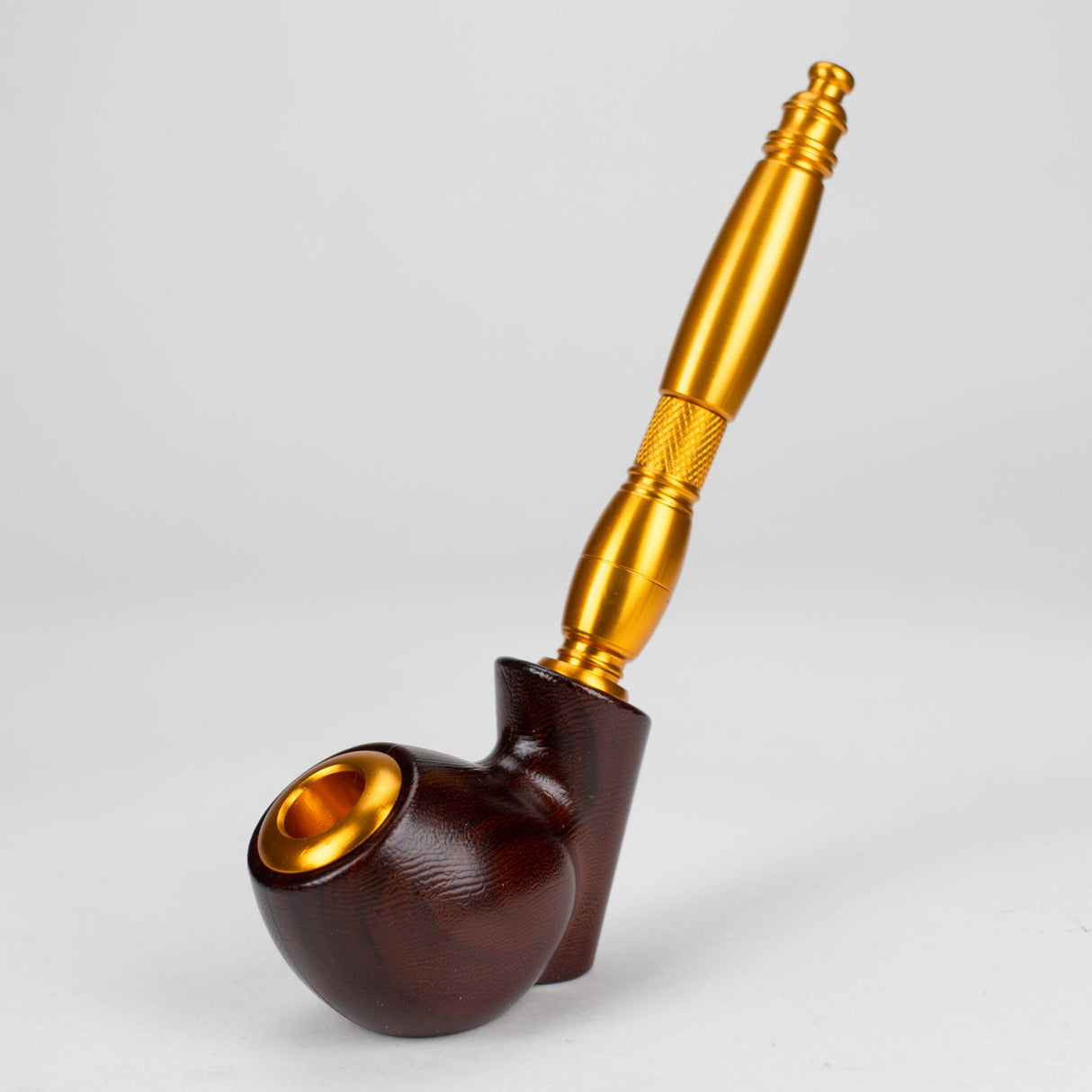 8" Aluminum Tobacco Pipe with Screens Wooden Pipe Canadian Distributor Dark Brown / Golden