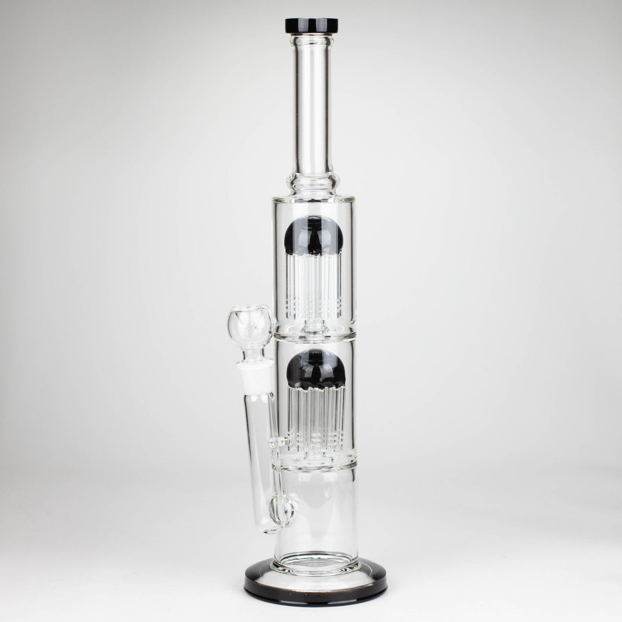 16" Color accented double percolator glass bong Glass Bong Bongzie Smokes BLACK