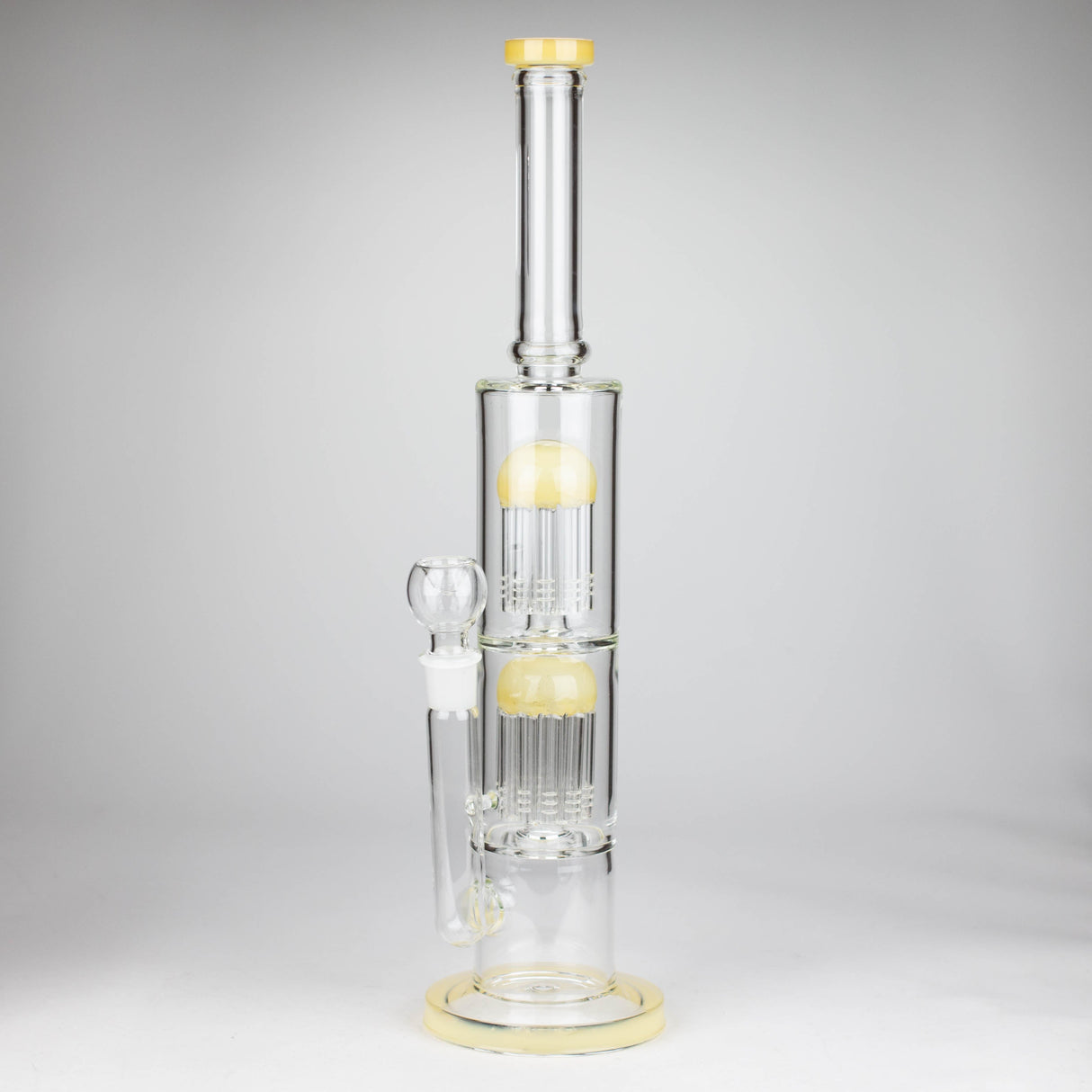 16" Color accented double percolator glass bong Glass Bong Bongzie Smokes YELLOW