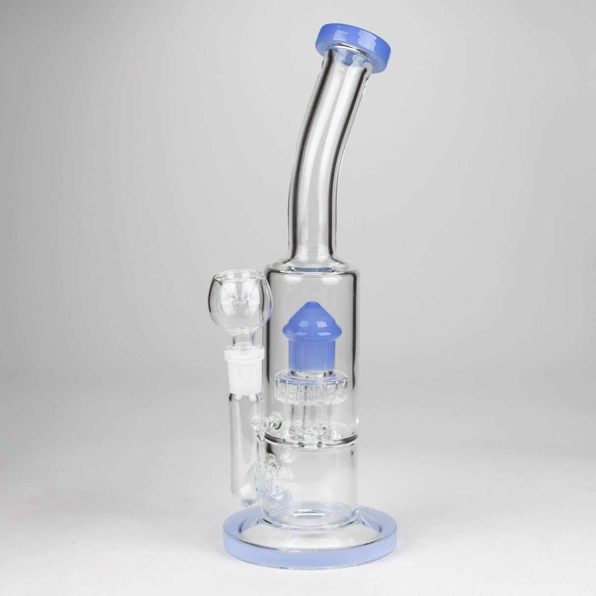 12" color accented bent neck glass bong Glass Bong Bongzie Smokes BLUE